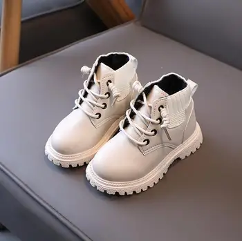 2023 Есен Зима Снежни ботуши за деца Кожени спортни обувки Сгъстяване на топло момиче мода обувка памук кожа обувки за момче маратонки
