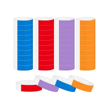 400 броя хартиени маншети за еднократна употреба леки цветни идентификационни ленти за китки неонови самозалепващи ленти за ръце 4 цвята