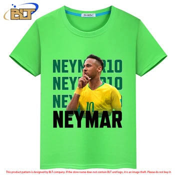 Neymar принтирани детски дрехи детска лятна зелена тениска с къс ръкав ежедневни спортни блузи за момче и момиче