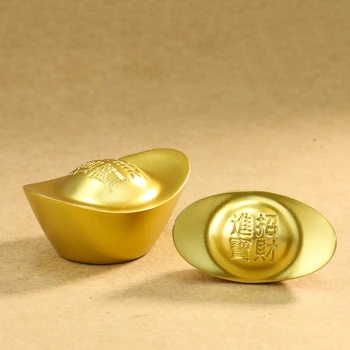 Solid Copper Brass Gold Ingot Simulation Shoe-shaped Gold Ingot Ornament Crafts Paperweight Fortune Mascot Feng Shui Desk Decor