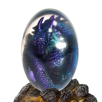 Драконово яйце Ръчно изработена скулптура Огнен джоб Драконов сувенир Кристал прозрачен дракон яйце смола Ръчно изработени скулптурни орнаменти