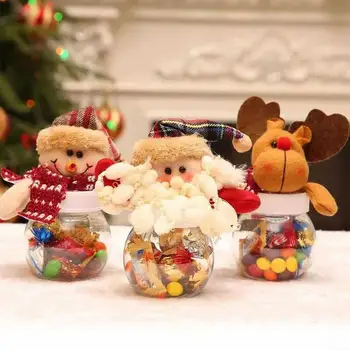 Дядо Коледа снежен човек бонбони буркан празен шоколад бисквитка бонбони кутия съхранение бутилка DIY Нова година коледно парти благоприятства децата подарък