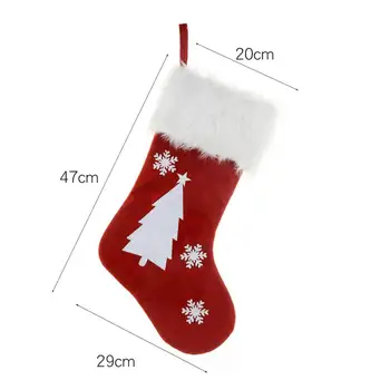 Коледен подарък отглеждане Дядо Коледа снежен човек снежинка модел висящи чорапи Коледа плюшена подплата светещи Navidad бонбони подарък чанта