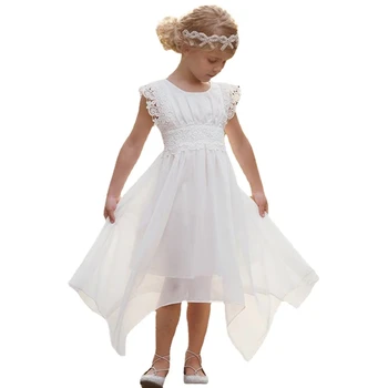 Мода момиче рокля дантела бяло момиче дрехи официални вечерни рокли елегантен сватбено тържество детски екипировки детски дрехи бутик