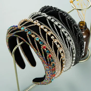 Мода проста фланела верига комплект диамантена лента за коса жените съединение кубински рок лента за глава производител ...