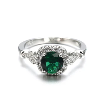 Нова мода луксозен пасианс зелен циркон жени сватба годишнина пръстен два тона елегантен дама вечерно парти пръстен бижута