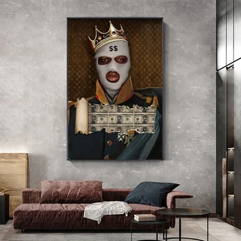 Ретро маскирана жена мъж платно живопис с рамка фигура изкуство плакат художник крал Наполеон картина печат стена хол декор